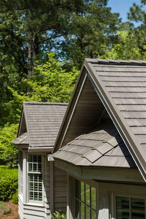 house with matterhorn metal roof cedar shake|metal shake roof designs.